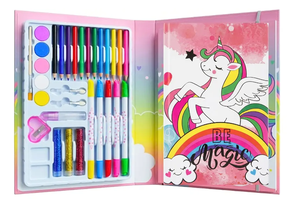 FIBRAS ACRILICAS, 48 COLORES, CON CUADERNO INFANTIL PARA COLOREAR