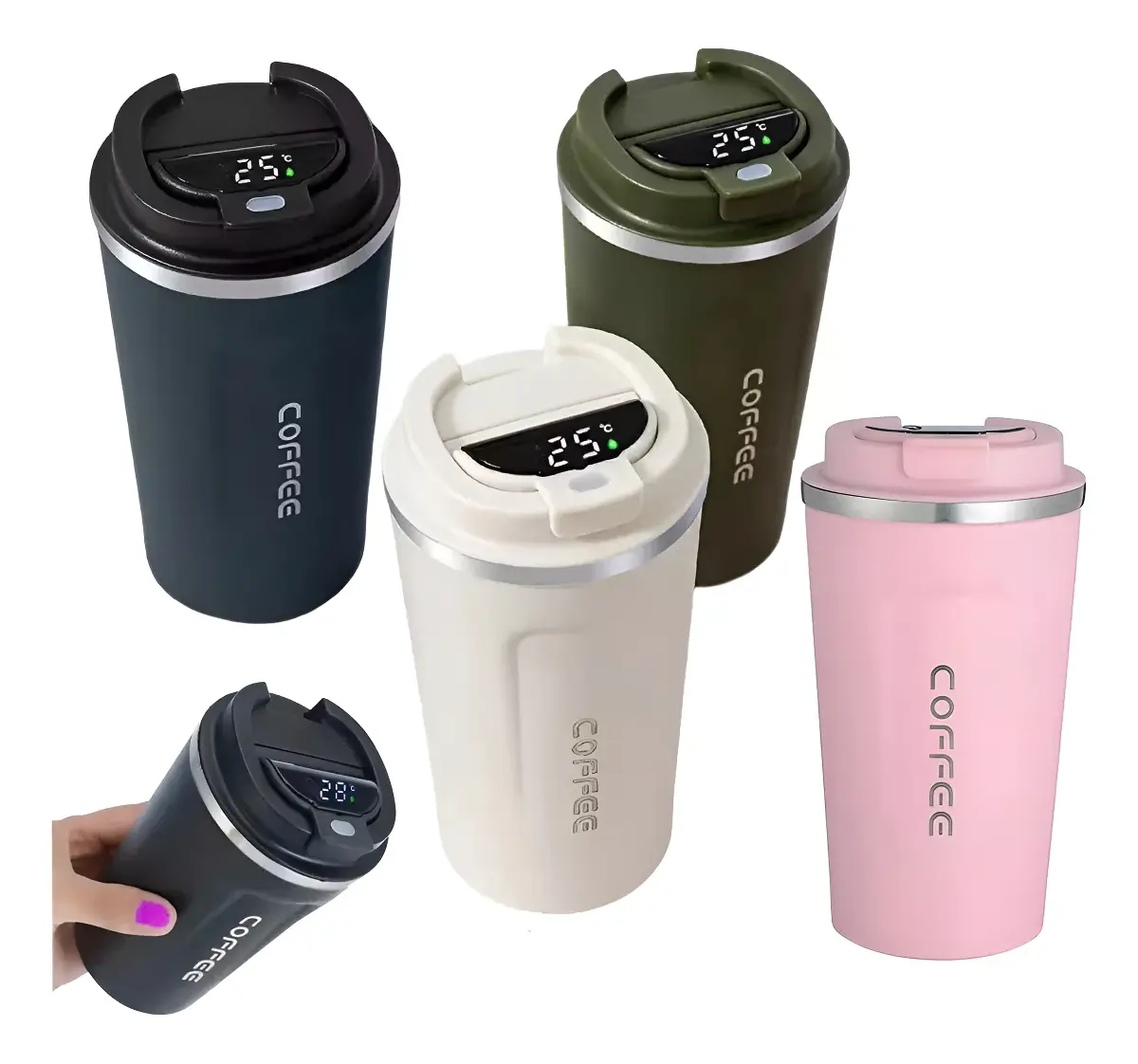 VASO TERMICO 500 ML ACERO COLORES MELECH
