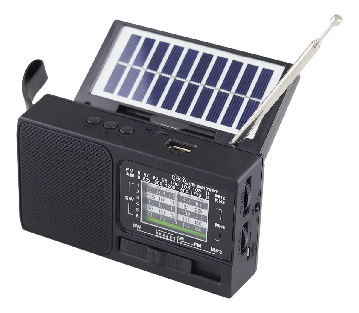 RADIO MEIER 3 BANDAS SOLAS+LINTERNA+BT+USB