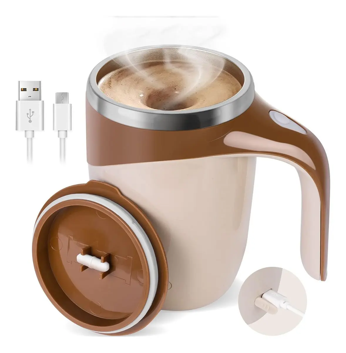 TAZA PORTÁTIL BATIDORA PARA LECHE Y CAFÉ 380ML