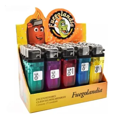 ENCENDEDOR TRANSPARENTE FUEGOLANDIA X 25